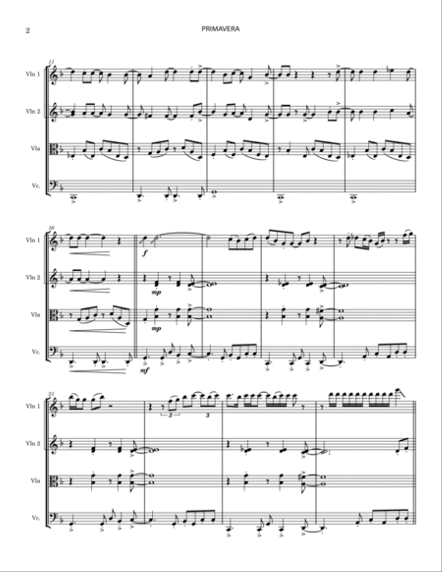 Primavera Primavera String Quartet scores gallery preview page 2