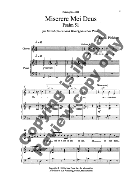 Miserere Mei Deus (Psalm 51) (Choral Score)