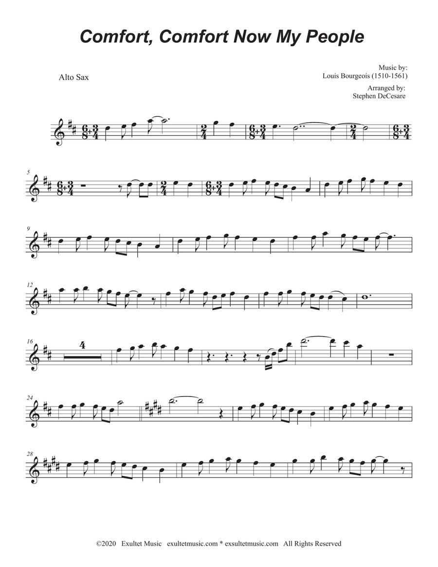 Comfort, Comfort Now My People (Alto Saxophone and Piano) Comfort, Comfort Now My People (Alto Saxophone and Piano) Alto Saxophone scores gallery preview page 5
