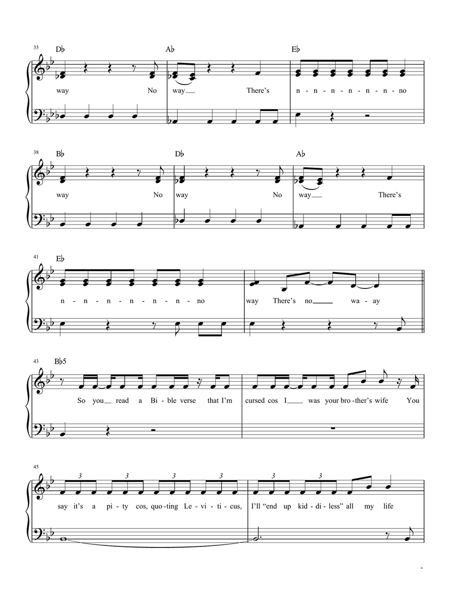 No Way (from Six: The Musical) Easy Piano scores gallery preview page 4