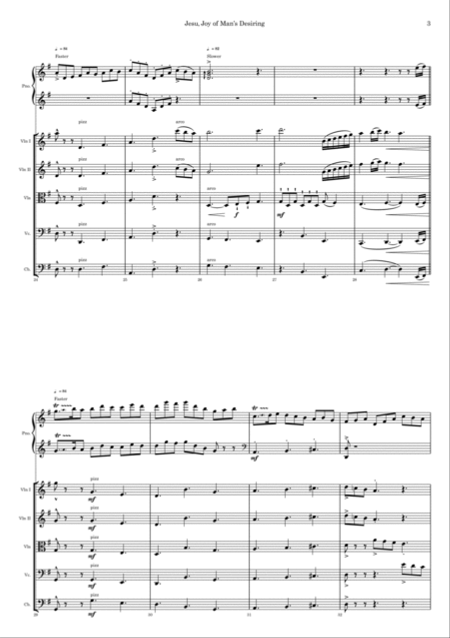 Jesu, Joy of Man's Desiring (Piano & Strings) String Orchestra scores gallery preview page 4