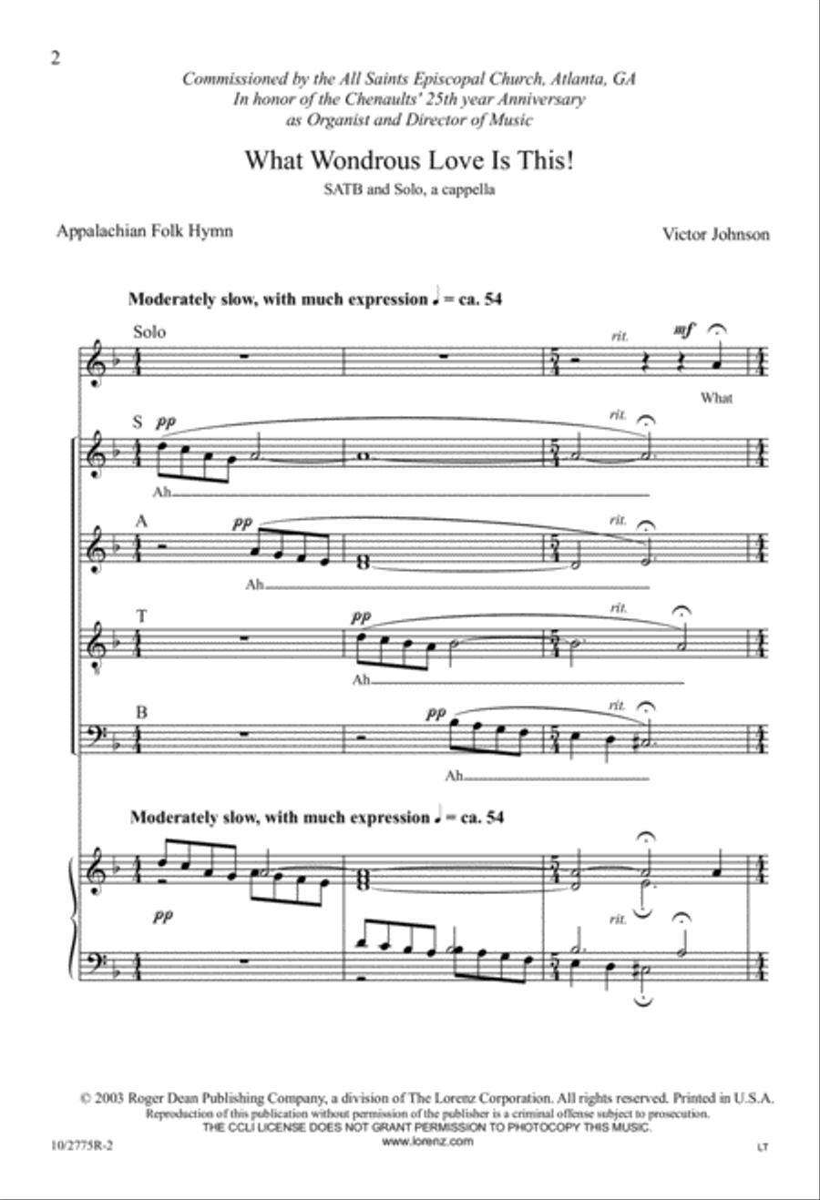 What Wondrous Love is This! 4-Part scores gallery preview page 1