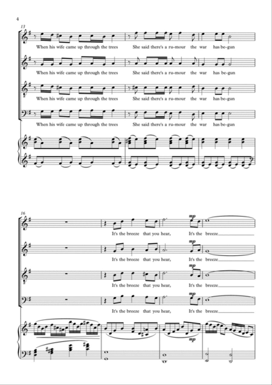 The Breeze - A First World War Cantata 4-Part scores gallery preview page 4
