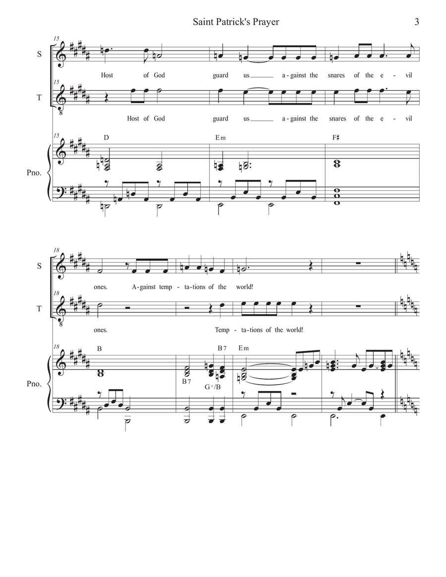 Saint Patrick's Prayer (2-part choir - (Soprano and Tenor) 2-Part scores gallery preview page 3