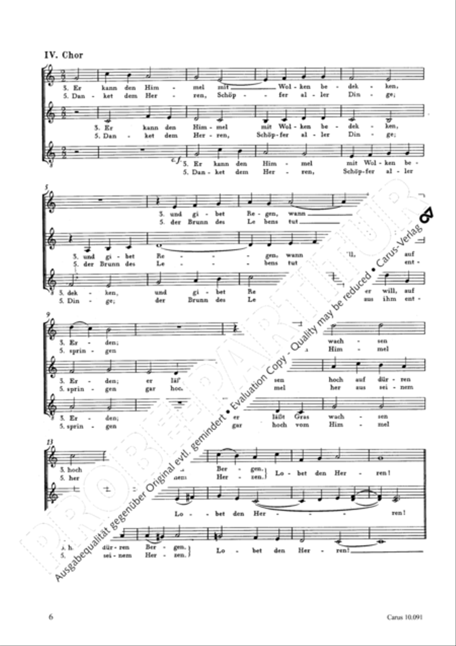 Lobet den Herrn, denn er ist sehr freundlich 4-Part scores gallery preview page 7