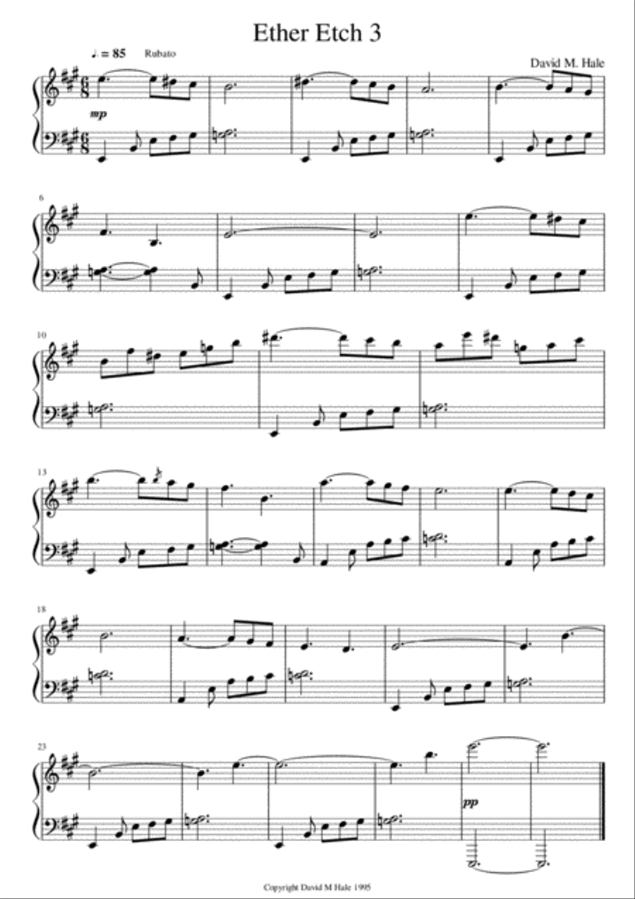 Ether Etch #3 Easy Piano scores gallery preview page 1