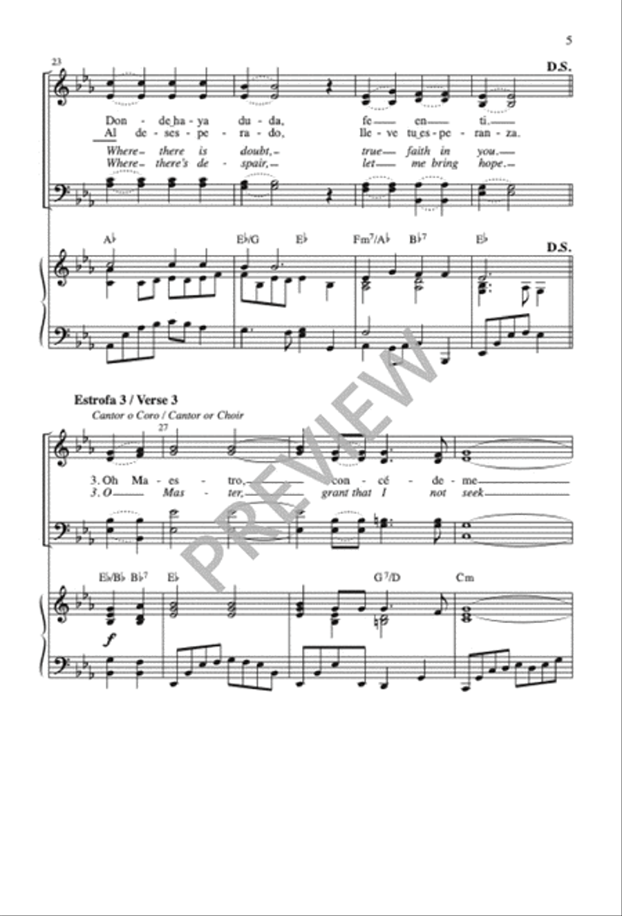 Oración de San Francisco / Prayer of Saint Francis 4-Part scores gallery preview page 6