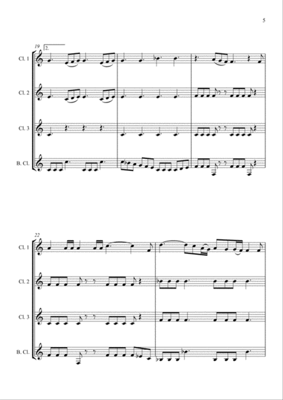Somebody To Love Somebody To Love Clarinet Quartet scores gallery preview page 5