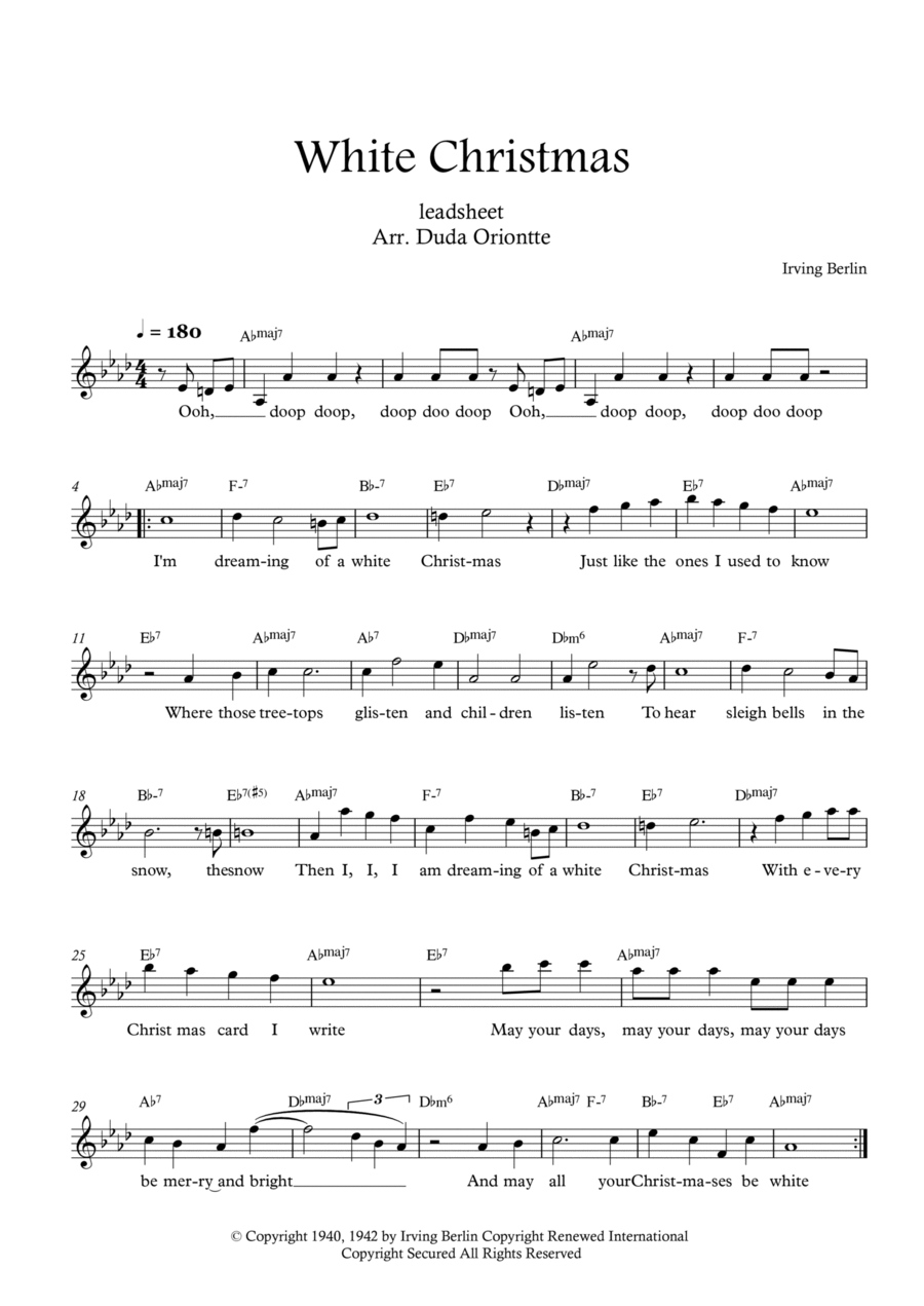 White Christmas Easy Piano scores gallery preview page 1