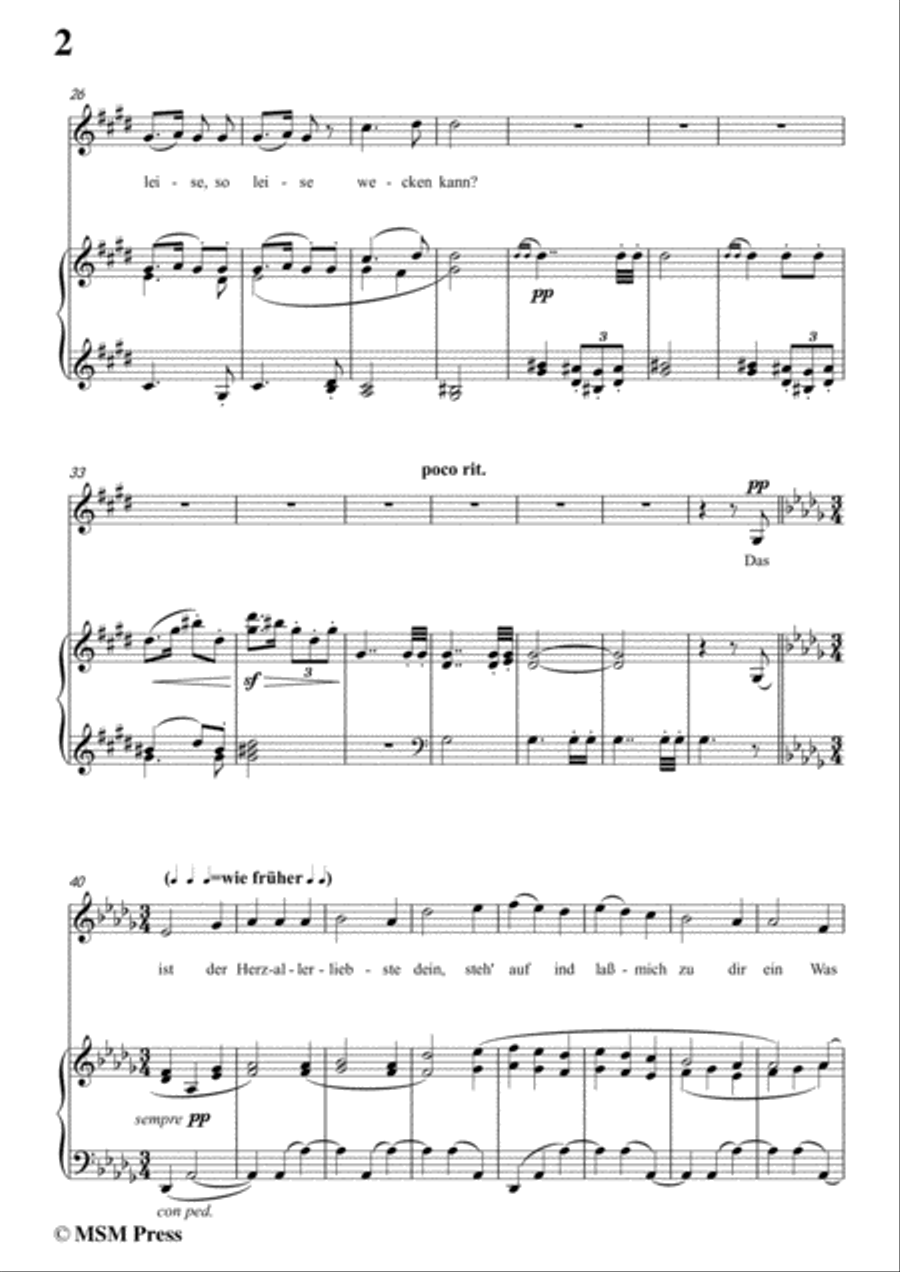 Mahler-Wo die schönen Trompeten blasen in c sharp minor,for Voice and Piano Voice Solo scores gallery preview page 4