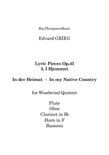 Grieg: Lyric Pieces Op.43 No.3 I Hjemmet (In my Native Country) - wind quintet image number null