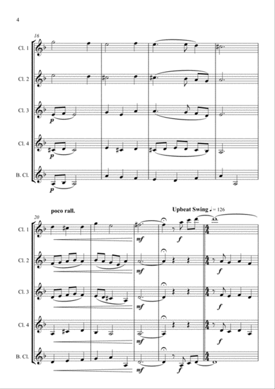 Coventry Carol - Jazz Arrangement - Clarinet Choir Clarinet Choir scores gallery preview page 4