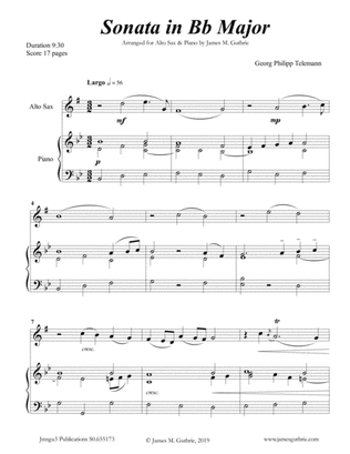 Telemann: Sonata in Bb Major for Alto Sax & Piano