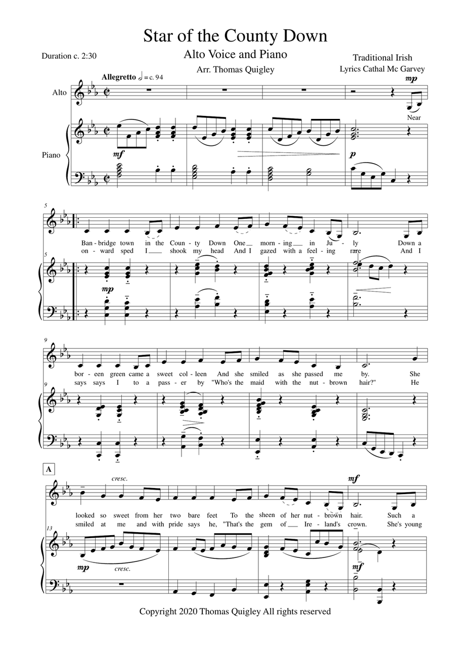 Star of the County Down Alto Voice scores gallery preview page 1