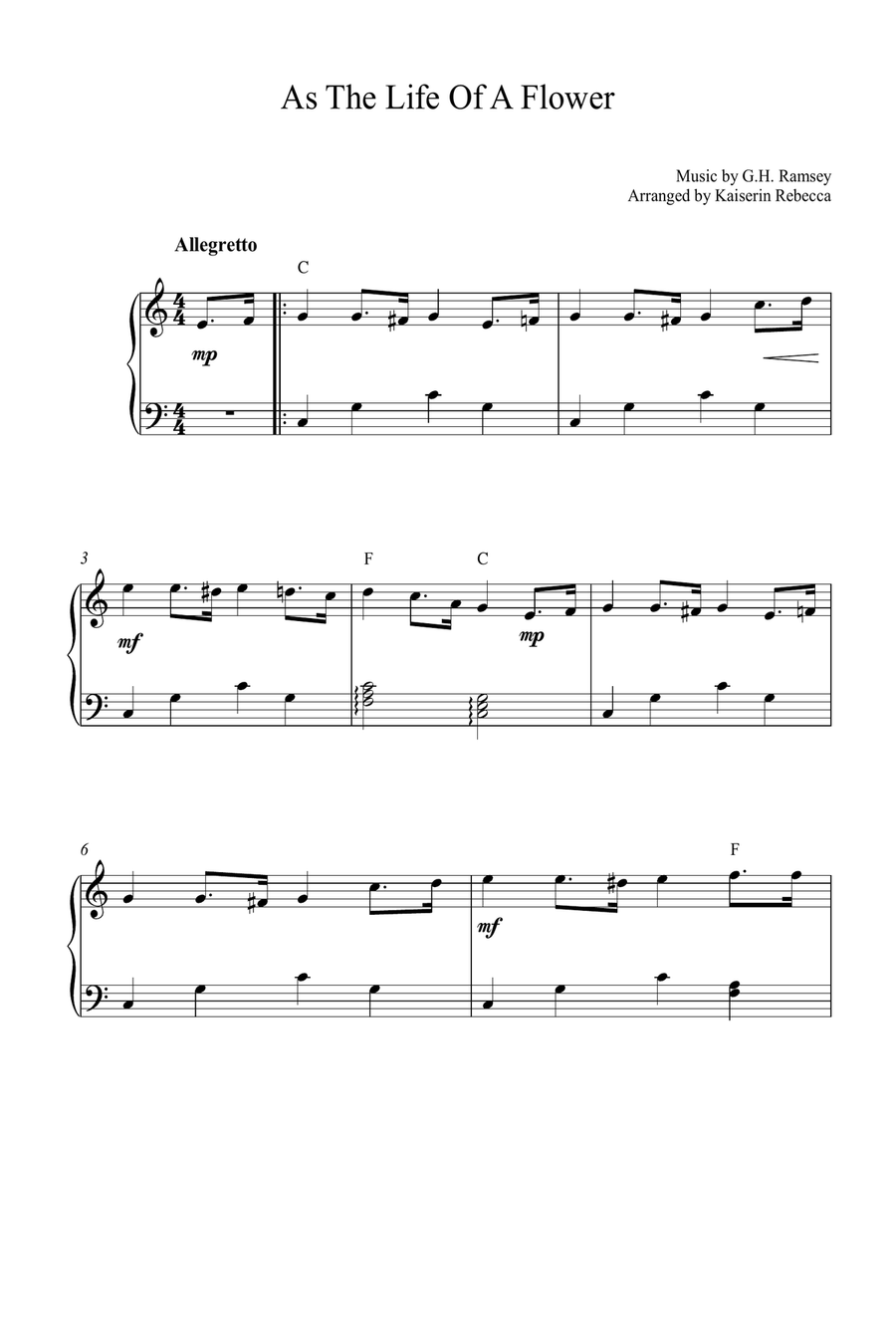 As The Life Of A Flower Piano Method scores gallery preview page 1