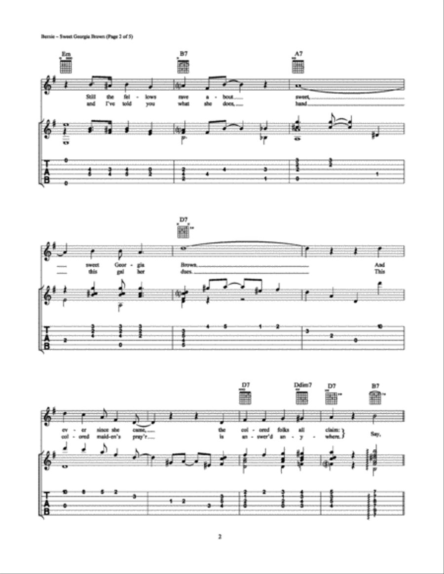 Sweet Georgia Brown Guitar Tablature scores gallery preview page 2