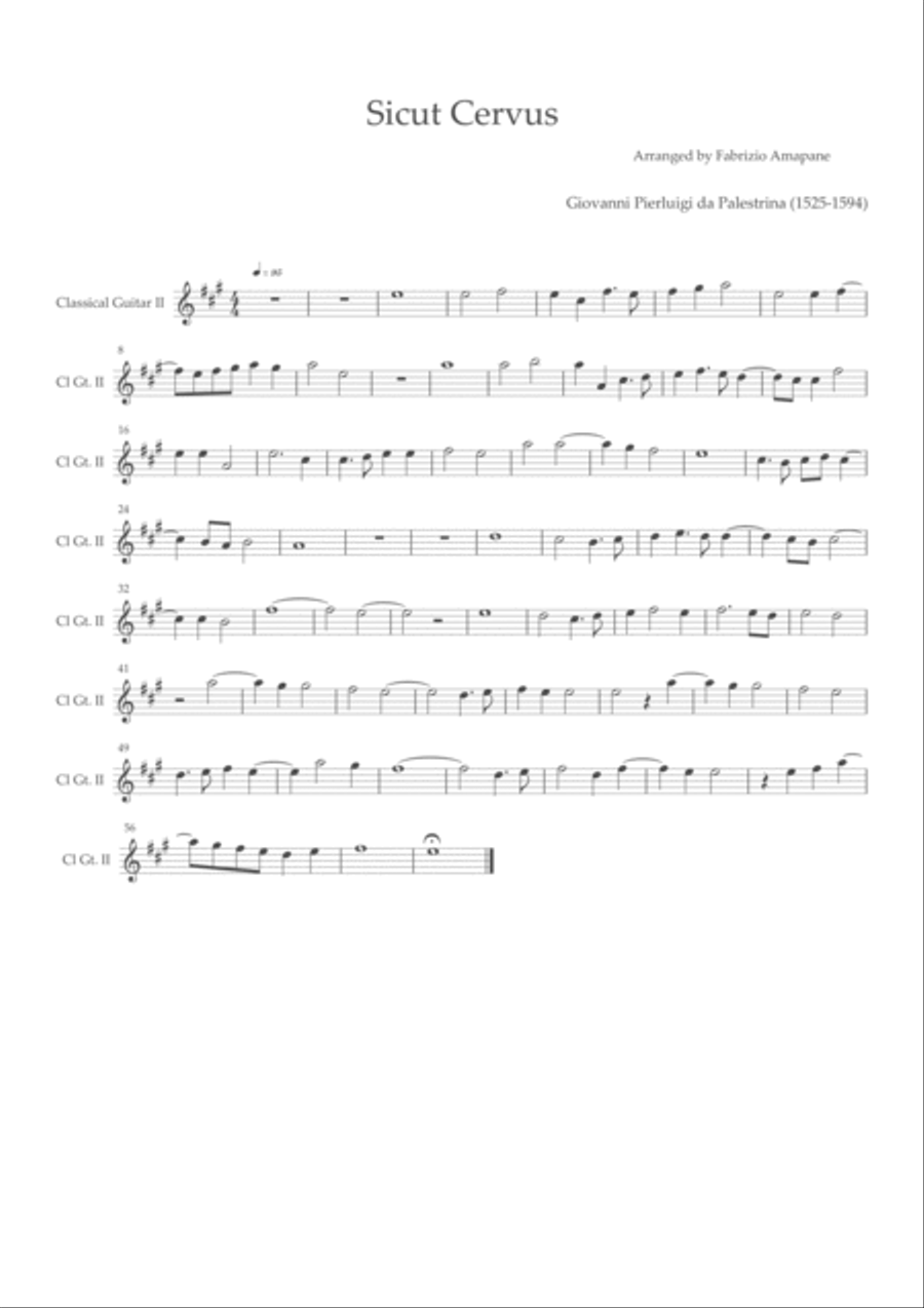 Sicut Cervus Classical Guitar scores gallery preview page 5