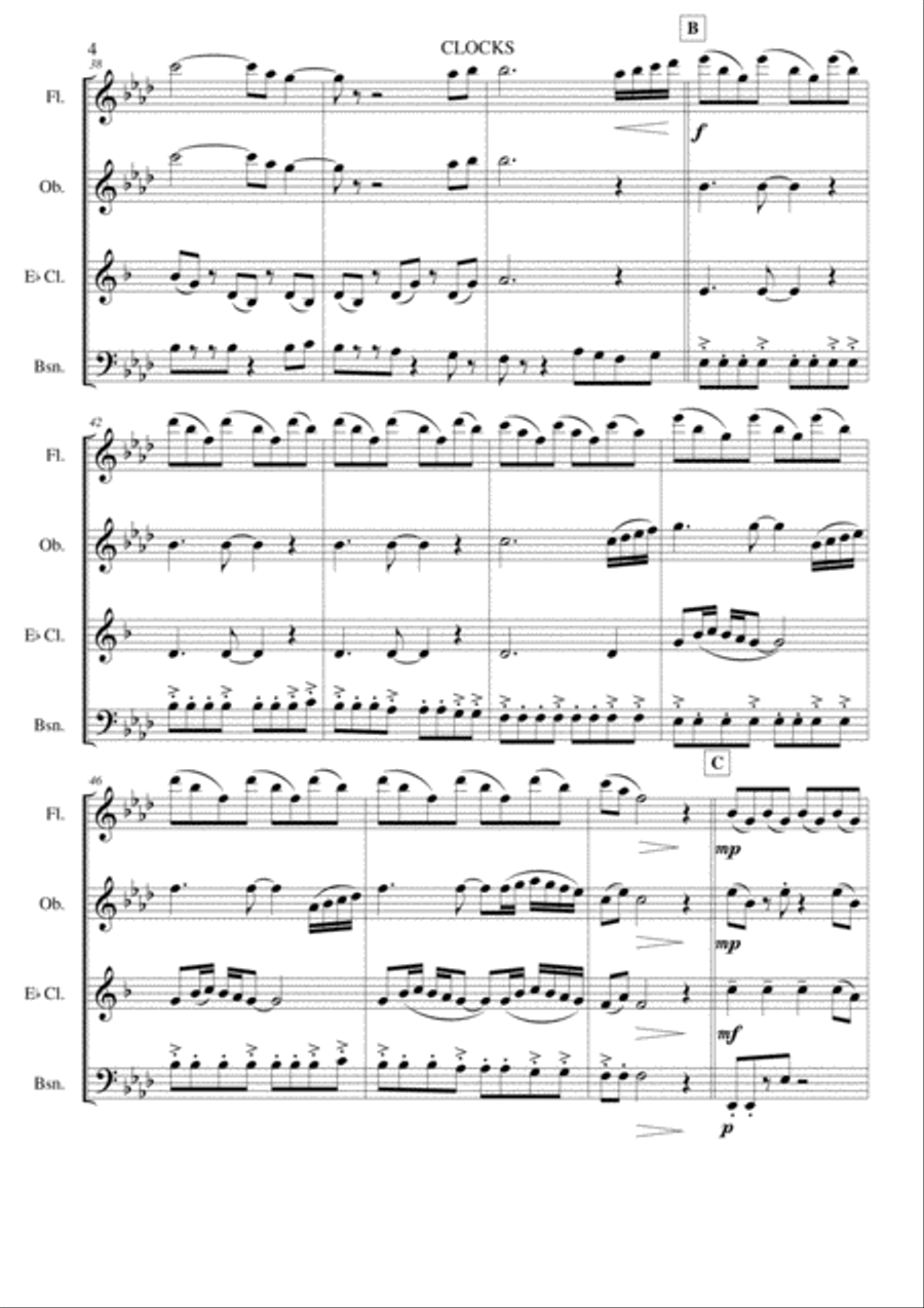 Clocks Clocks Woodwind Quartet scores gallery preview page 5