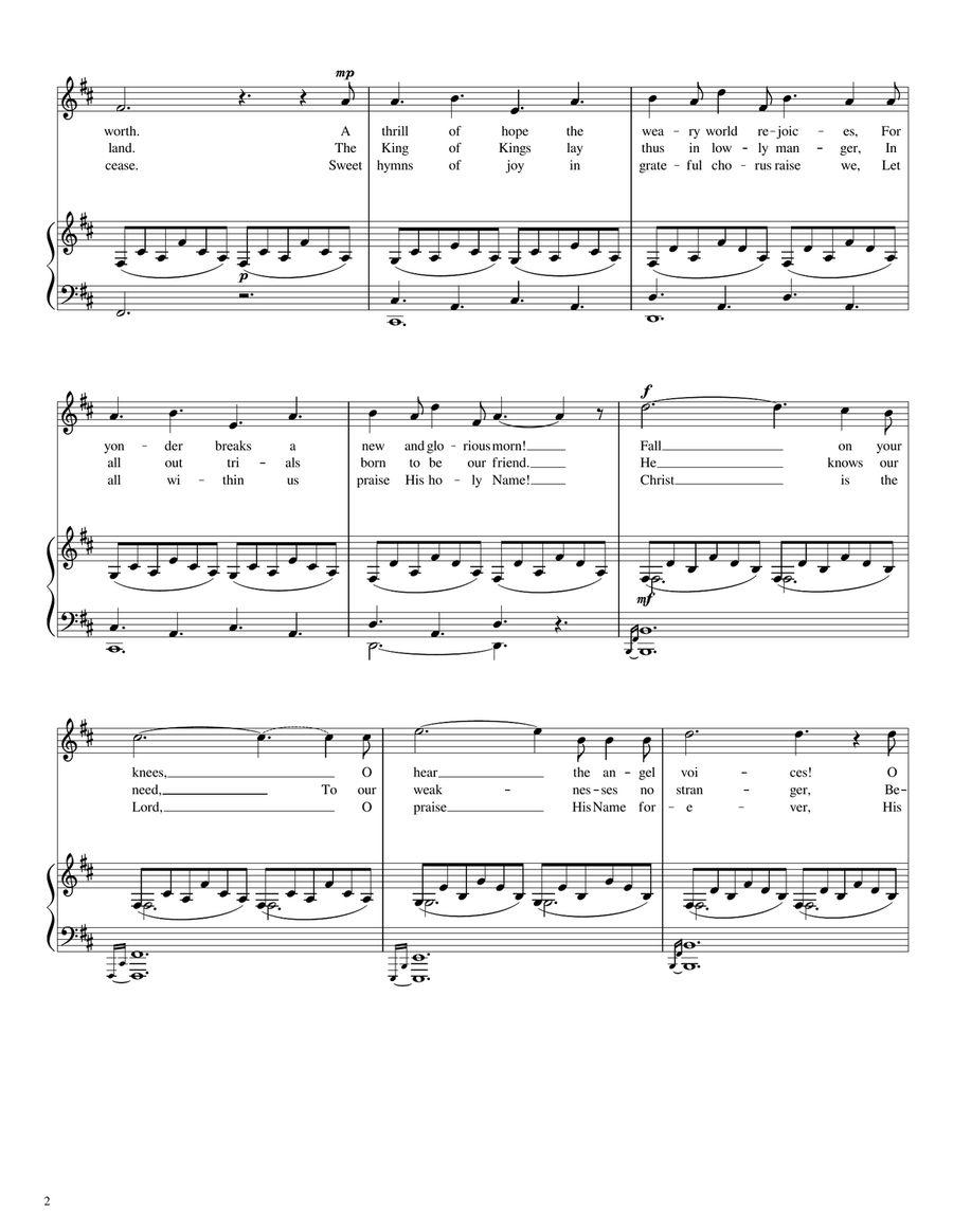 O Holy Night (Original Version) [Medium High Voice; key: D] Piano, Vocal scores gallery preview page 2