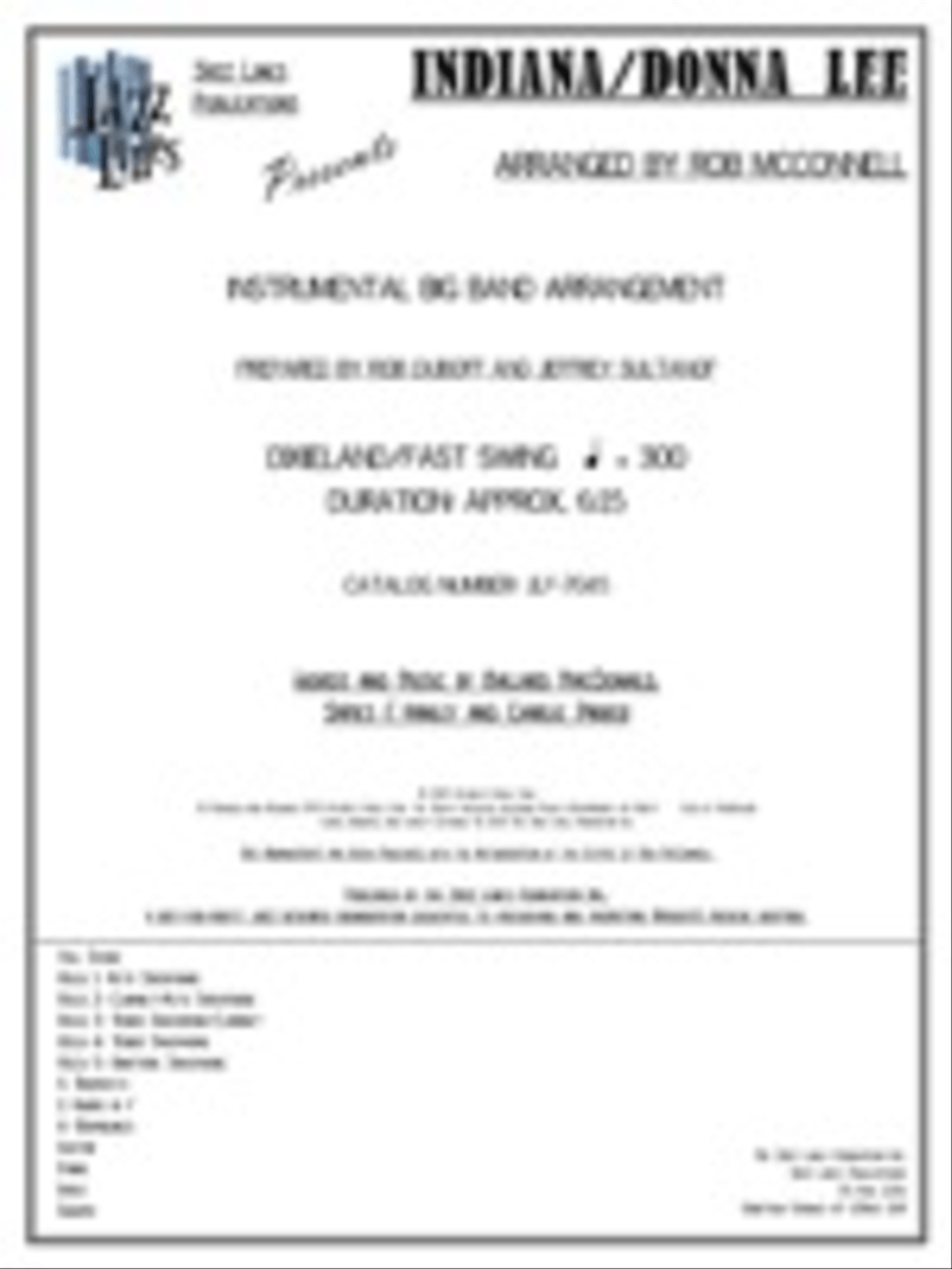 Indiana/Donna Lee Big Band scores gallery preview page 1