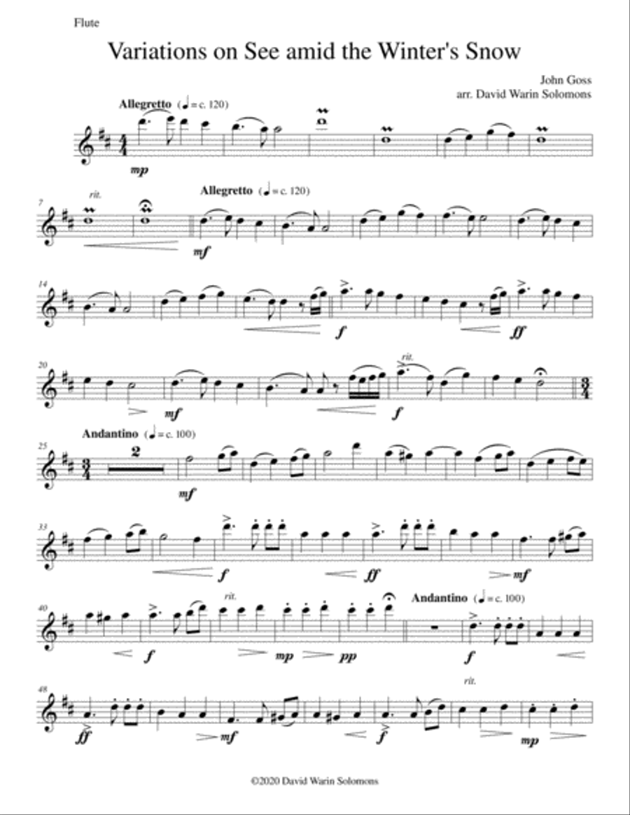 Variations on See amid the Winter's Snow for wind quartet Woodwind Quartet scores gallery preview page 6