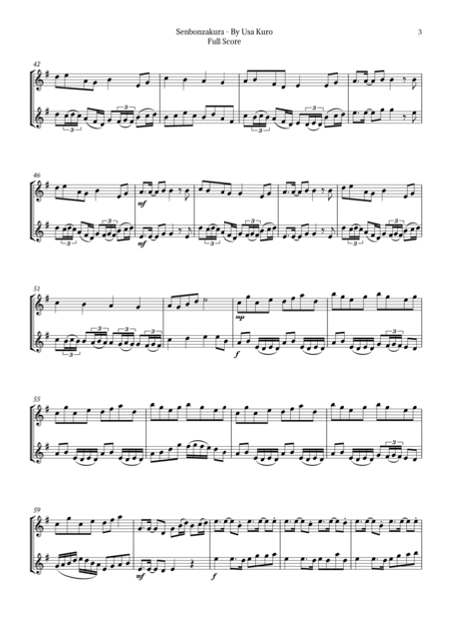 Senbonzakura Trumpet Duet scores gallery preview page 3