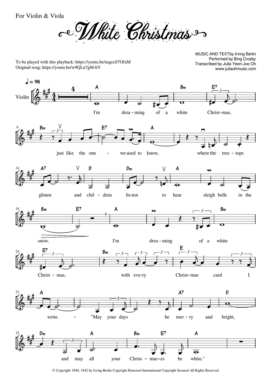White Christmas String Duet scores gallery preview page 1