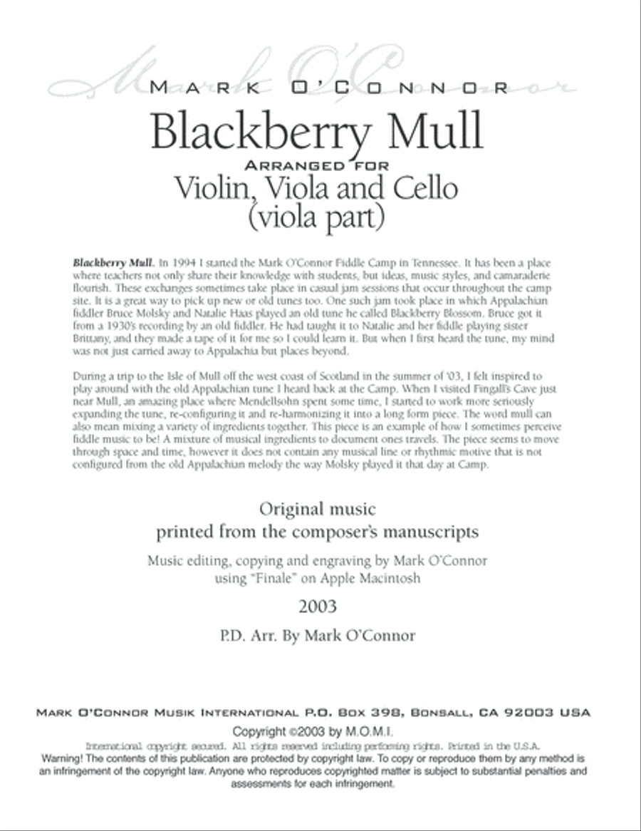 Blackberry Mull (viola part - vln, vla, cel) String Trio scores gallery preview page 3