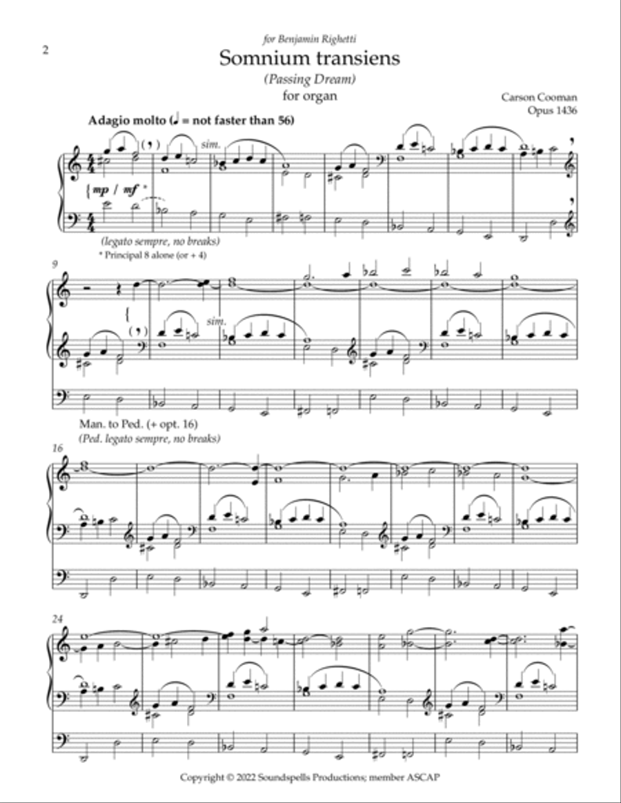 Somnium transiens Organ Solo scores gallery preview page 2
