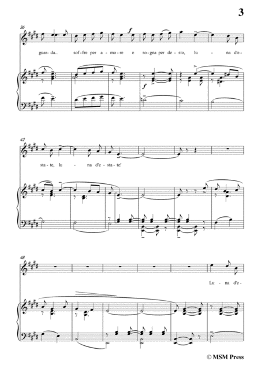 Tosti-Luna d'estate! In E Major,for Voice and Piano Voice Solo scores gallery preview page 5