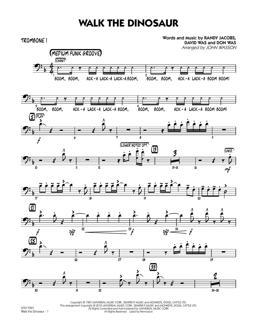Walk The Dinosaur - Trombone 1
