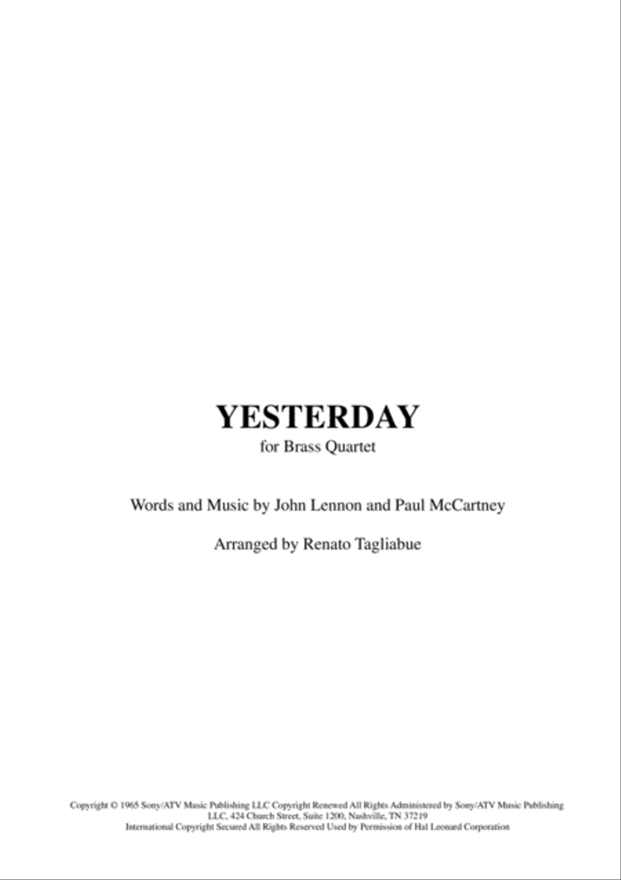 Yesterday Brass Ensemble scores gallery preview page 1