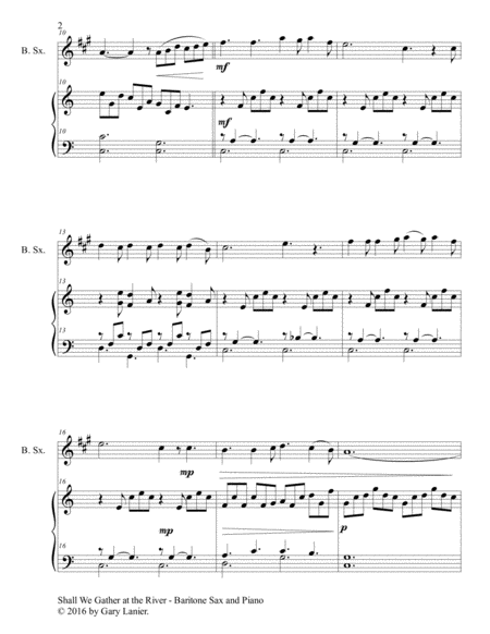 SHALL WE GATHER AT THE RIVER (Duet – Baritone Sax & Piano with Score/Part) image number null