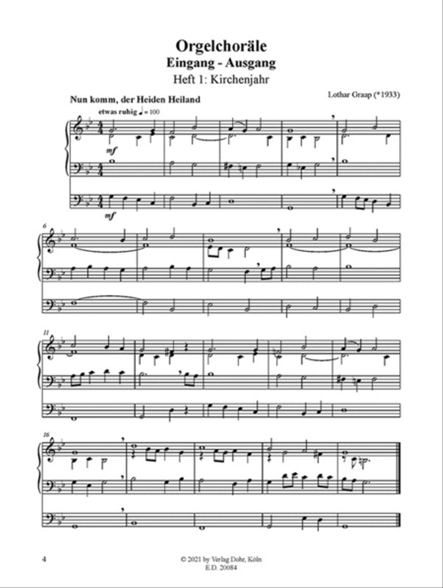 Orgelchoräle - Eingang und Ausgang, Heft 1: Kirchenjahr Organ scores gallery preview page 2