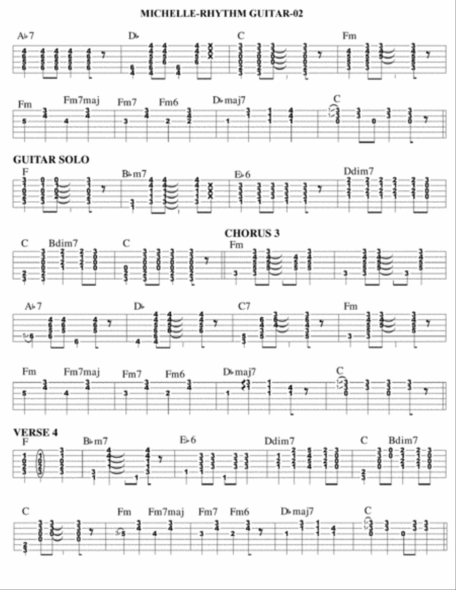 Michelle Guitar Tablature scores gallery preview page 2