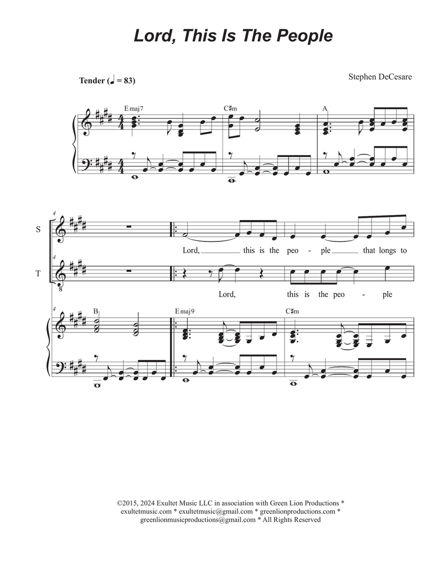 Lord, This Is The People (Duet for Soprano and Tenor solo) Tenor Voice scores gallery preview page 1