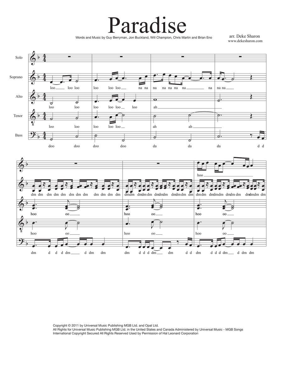 Paradise Paradise Divisi scores gallery preview page 1