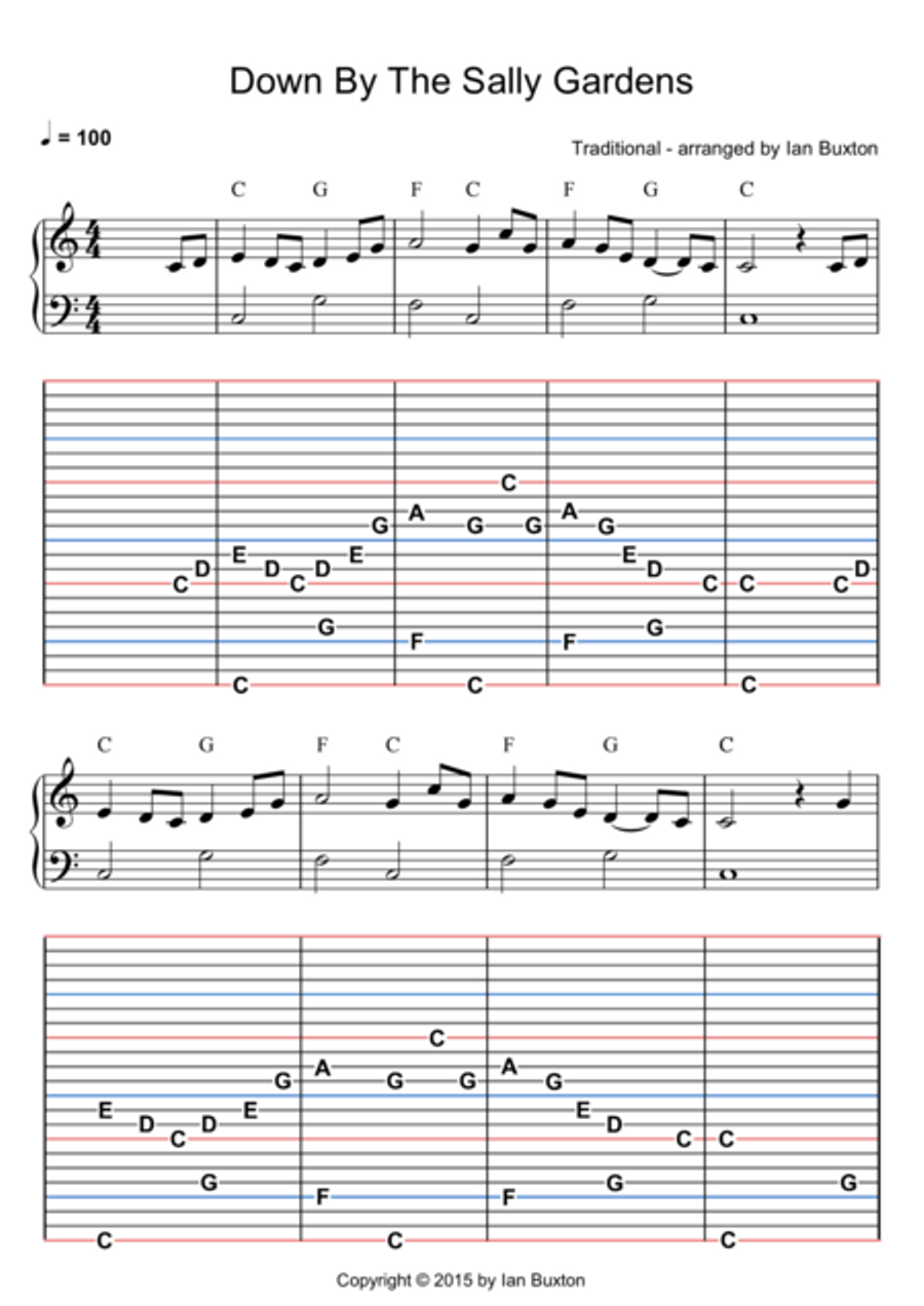 Down By The Sally Gardens for Celtic or Folk Harp with Chords Celtic Harp scores gallery preview page 1