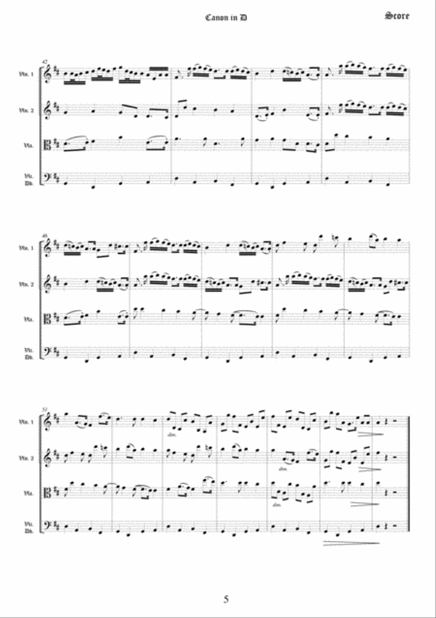 Canon in D - String Quartet or Orchestra version String Quartet scores gallery preview page 6