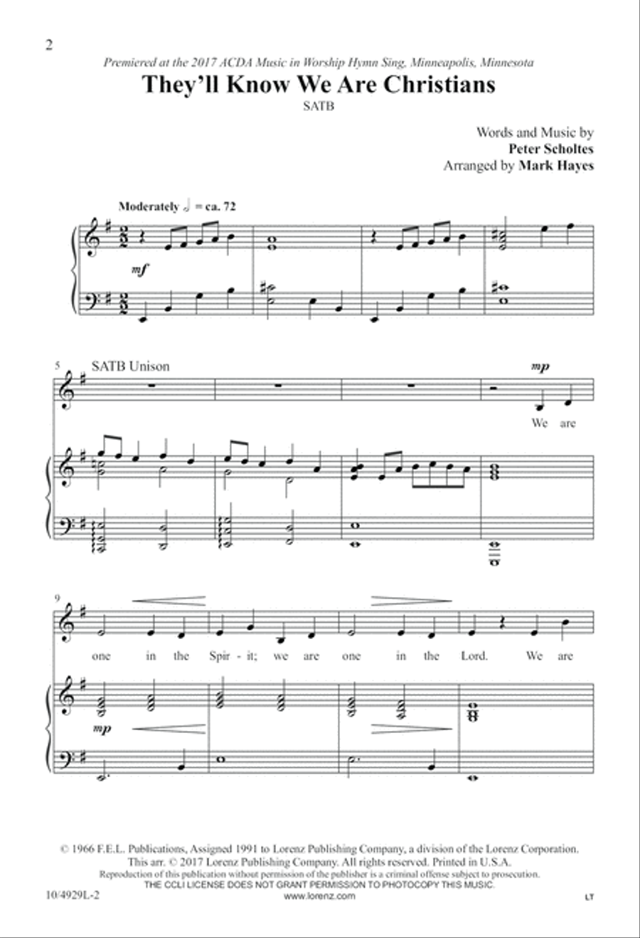 They'll Know We Are Christians 4-Part scores gallery preview page 2