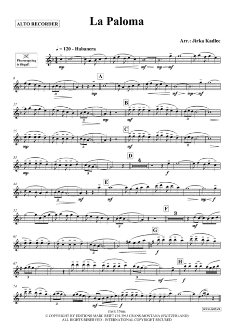 La Paloma Alto Recorder scores gallery preview page 2