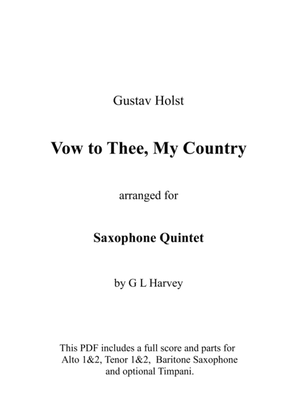 Book cover for Vow to Thee, My Country (Saxophone Quintet)