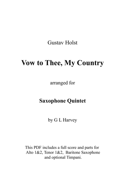 Vow to Thee, My Country (Saxophone Quintet) image number null