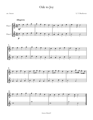 ode to joy for flute duo sheet music in c major for beginners