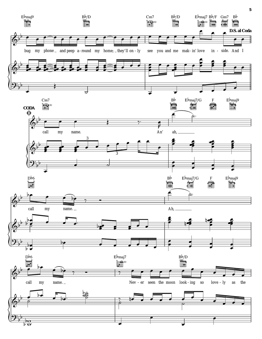 Call My Name Piano, Vocal, Guitar scores gallery preview page 5
