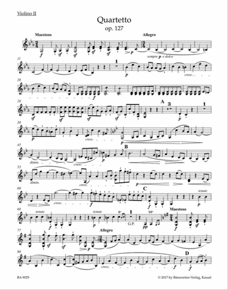 String Quartet E-flat Major op. 127 String Quartet scores gallery preview page 3