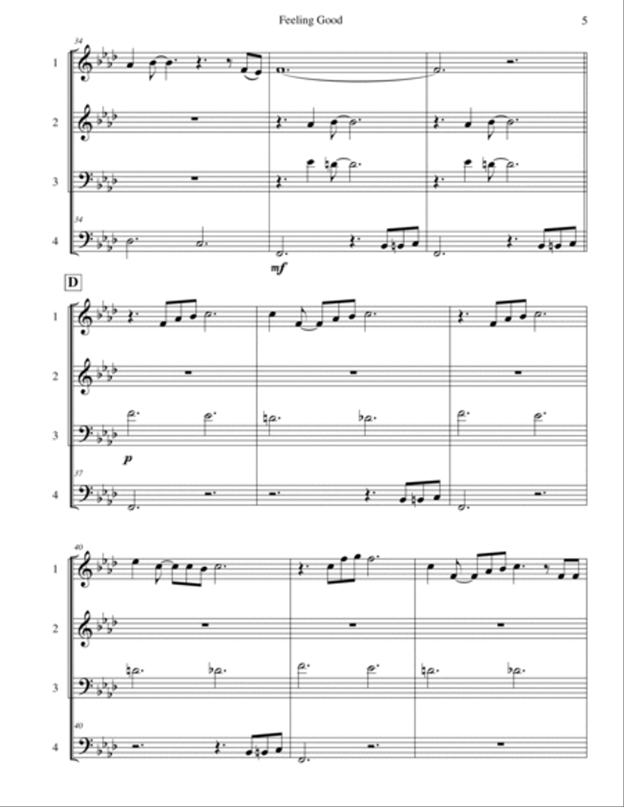 Feeling Good Saxophone Quartet scores gallery preview page 6