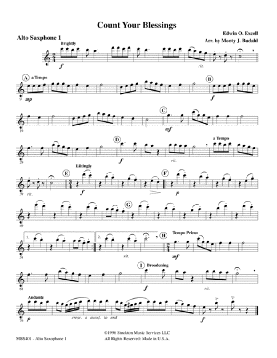 Count Your Blessings Saxophone Quartet scores gallery preview page 5
