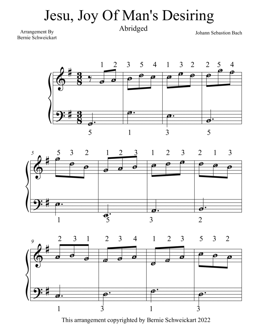 Jese, Joy Of Man's Desiring (BIG NOTE ABRIDGED VERSION) Chamber Music scores gallery preview page 1