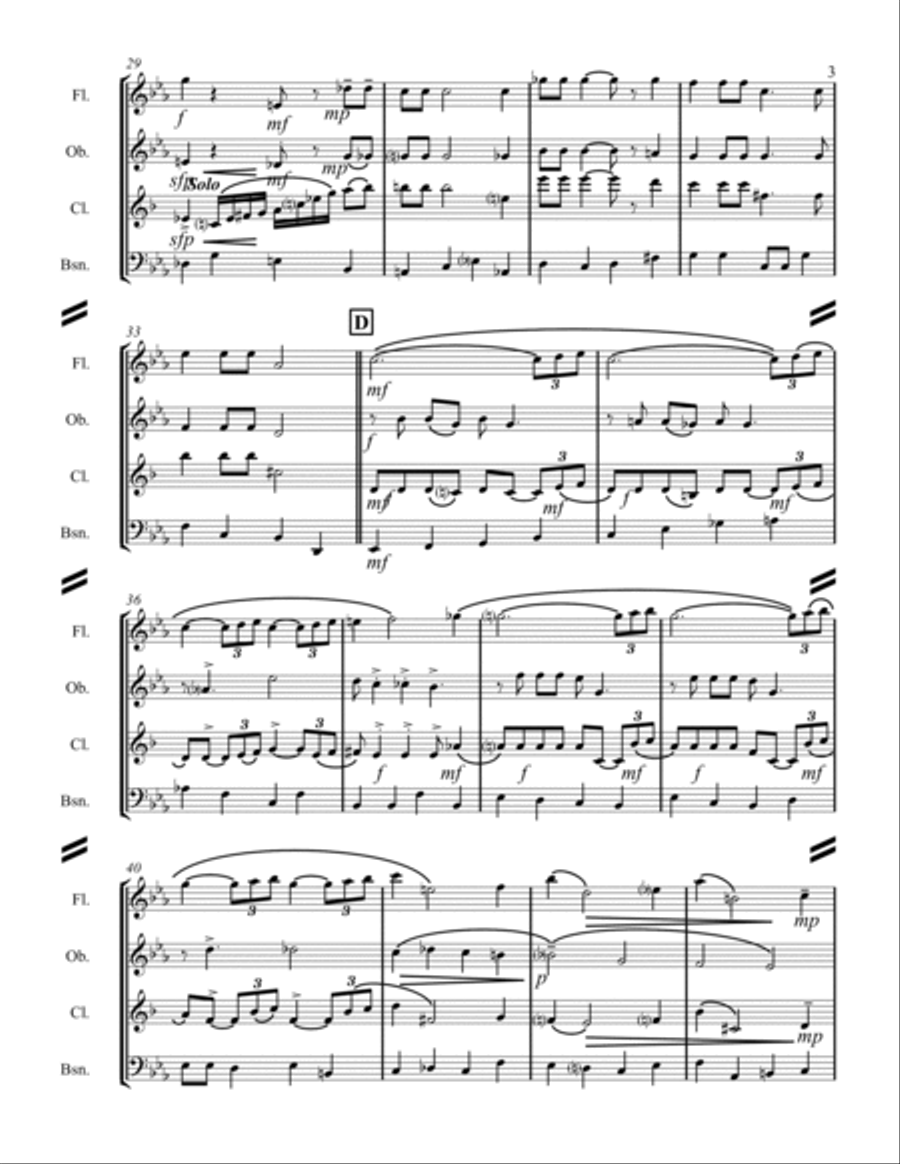 Moonlight Serenade Woodwind Quartet scores gallery preview page 4